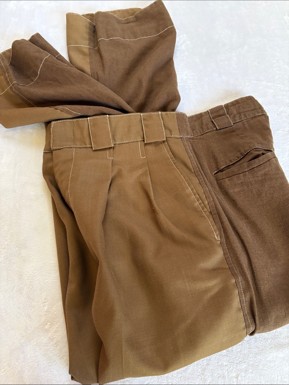 Grieve Unisex High-Rise Straight Leg Trousers 2 Tone Brown Women Men 29x29